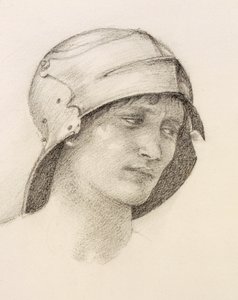 Vrouw met hoed, detail uit een schetsboek door Edward Burne Jones